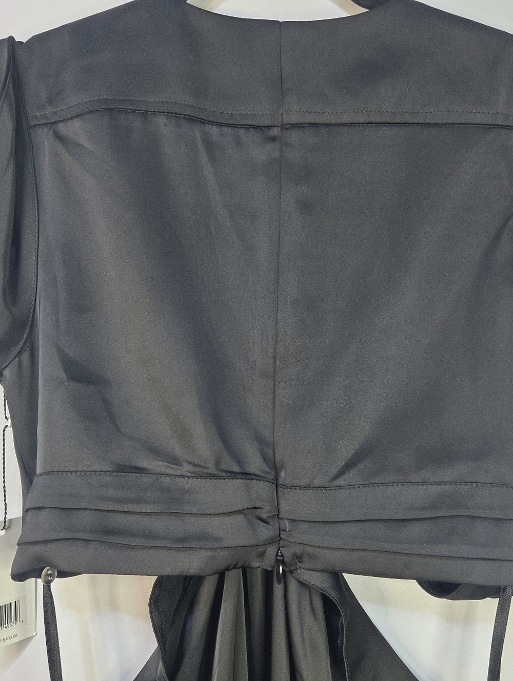 Jason Wu Size M Black Satin Cut-out Maxi Dress NWT Front Knot Detail V- Neckline - Picture 8 of 10